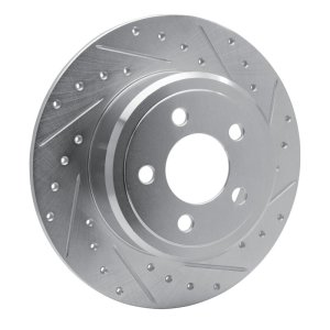 Chrysler 300 Brake Rotor (1) - Rear Right - R1 Concepts - Drilled & Slotted - Silver - `05-`23